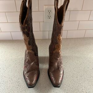 Brown and Tan Women's Western Cowgirl Boots, Size 7 1/2